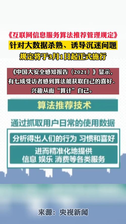 《互聯網信息服務算法推薦管理規定》將于3月1日正式實施，加強網絡信息治理